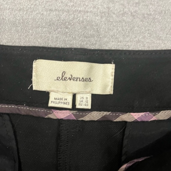 [US8]Anthropologie Elevenses Elegant Black Linen Blend Flared WMN Jumpsuit Pants - Picture 3 of 8